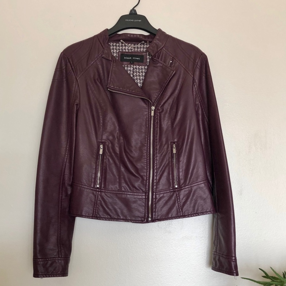 Purple Leather Jacket, size L